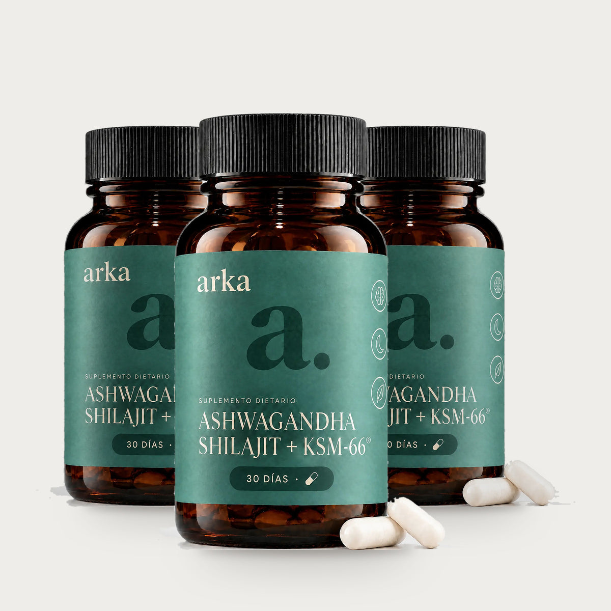 3 frascos de arka Ashwagandha + Shilajit